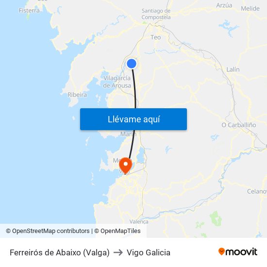 Ferreirós de Abaixo (Valga) to Vigo Galicia map