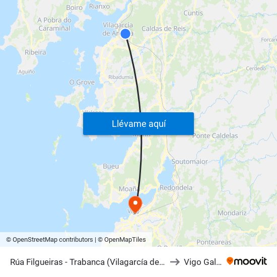 Rúa Filgueiras - Trabanca (Vilagarcía de Arousa) to Vigo Galicia map