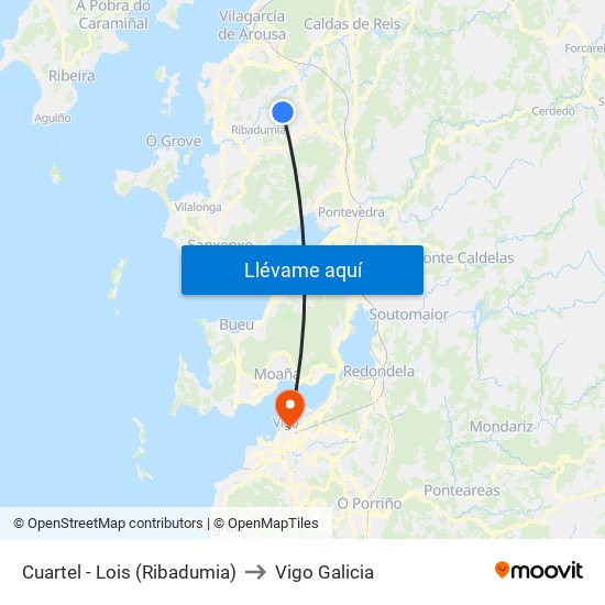 Cuartel - Lois (Ribadumia) to Vigo Galicia map