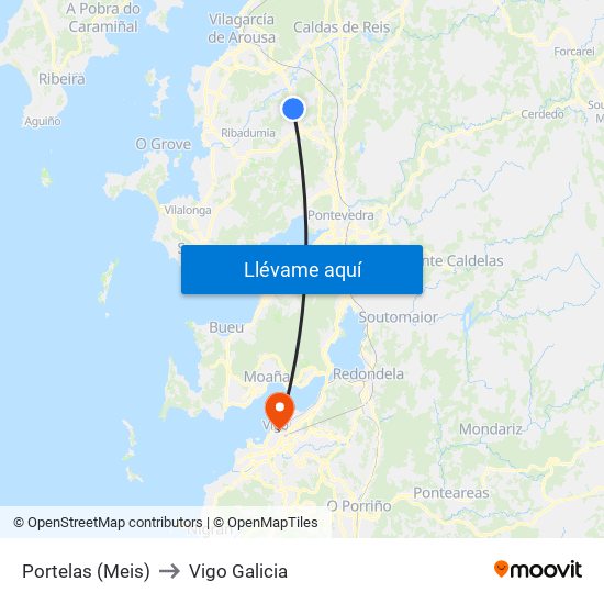 Portelas (Meis) to Vigo Galicia map