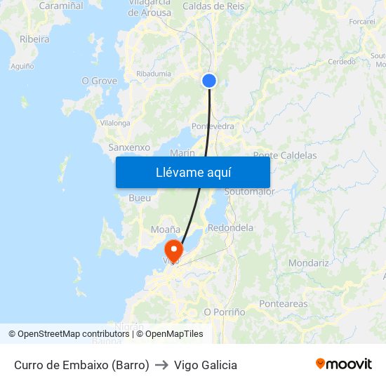 Curro de Embaixo (Barro) to Vigo Galicia map