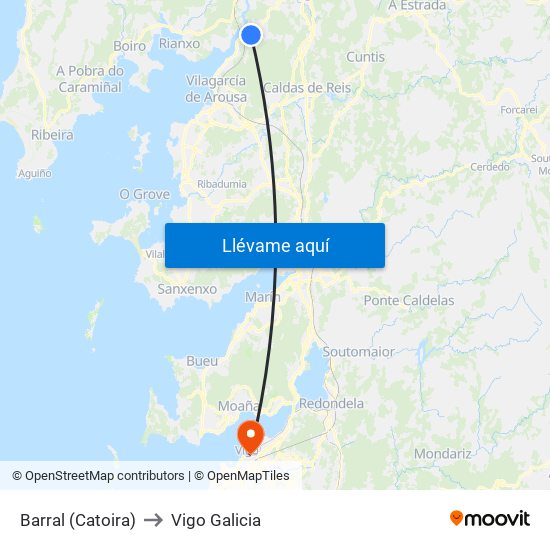 Barral (Catoira) to Vigo Galicia map