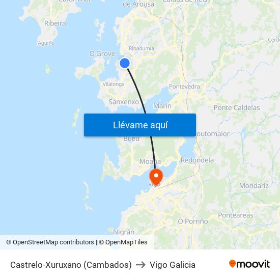Castrelo-Xuruxano (Cambados) to Vigo Galicia map