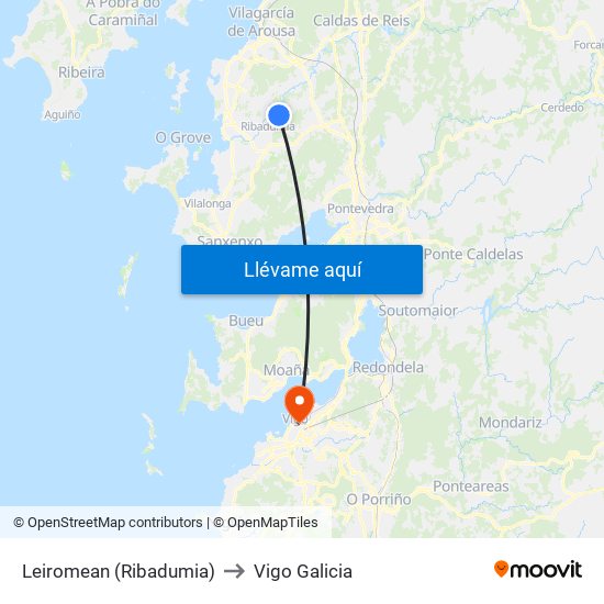 Leiromean (Ribadumia) to Vigo Galicia map