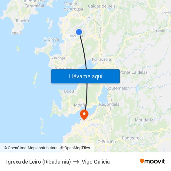 Igrexa de Leiro (Ribadumia) to Vigo Galicia map