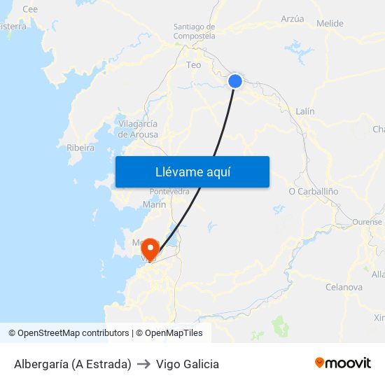 Albergaría (A Estrada) to Vigo Galicia map