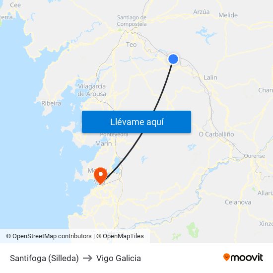 Santifoga (Silleda) to Vigo Galicia map