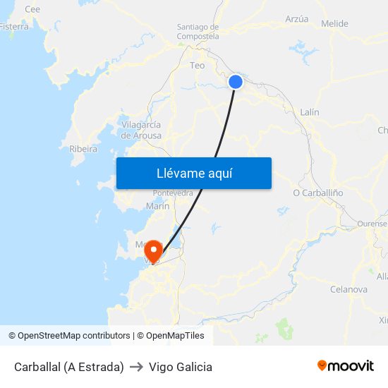 Carballal (A Estrada) to Vigo Galicia map