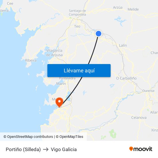 Portiño (Silleda) to Vigo Galicia map