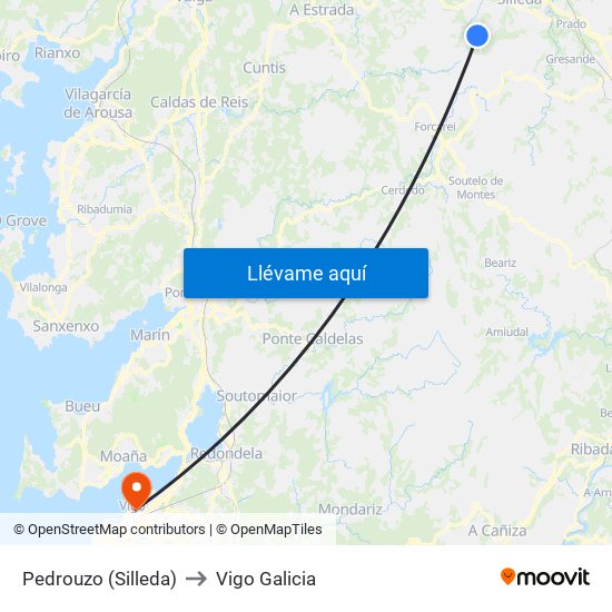 Pedrouzo (Silleda) to Vigo Galicia map