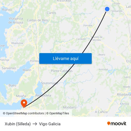 Xubín (Silleda) to Vigo Galicia map