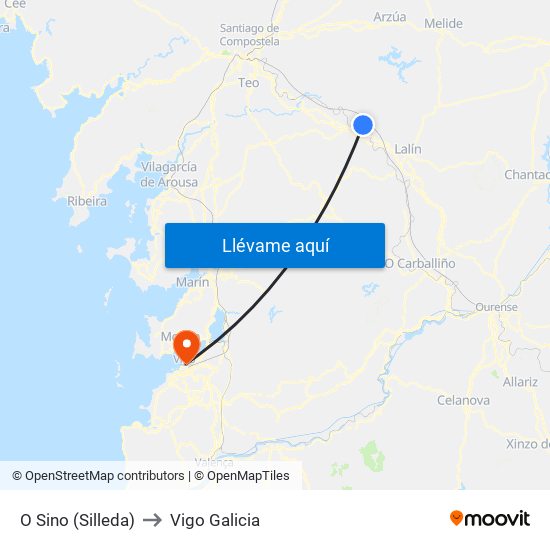O Sino (Silleda) to Vigo Galicia map