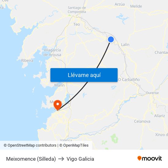Meixomence (Silleda) to Vigo Galicia map