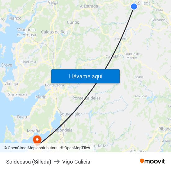 Soldecasa (Silleda) to Vigo Galicia map