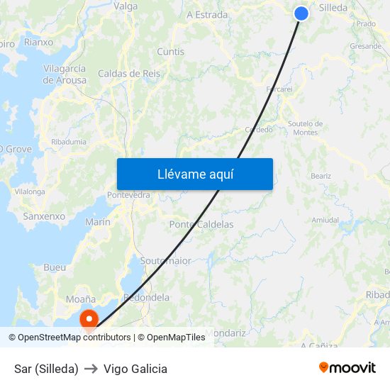 Sar (Silleda) to Vigo Galicia map