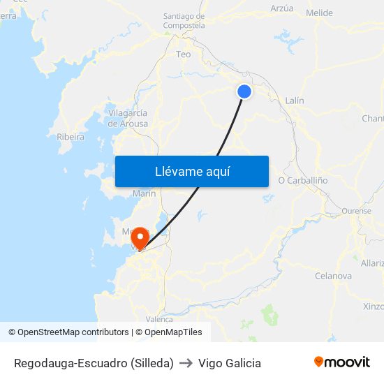 Regodauga-Escuadro (Silleda) to Vigo Galicia map