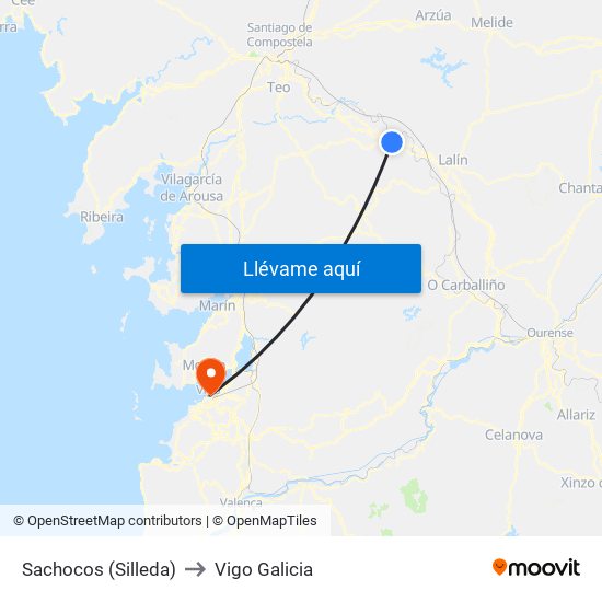 Sachocos (Silleda) to Vigo Galicia map