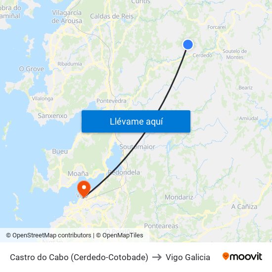 Castro do Cabo (Cerdedo-Cotobade) to Vigo Galicia map