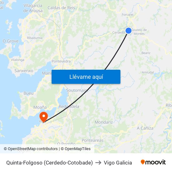 Quinta-Folgoso (Cerdedo-Cotobade) to Vigo Galicia map