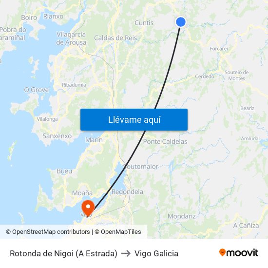 Rotonda de Nigoi (A Estrada) to Vigo Galicia map