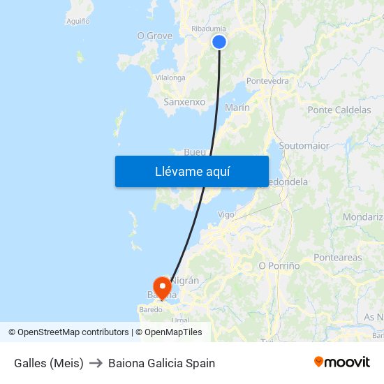 Galles (Meis) to Baiona Galicia Spain map