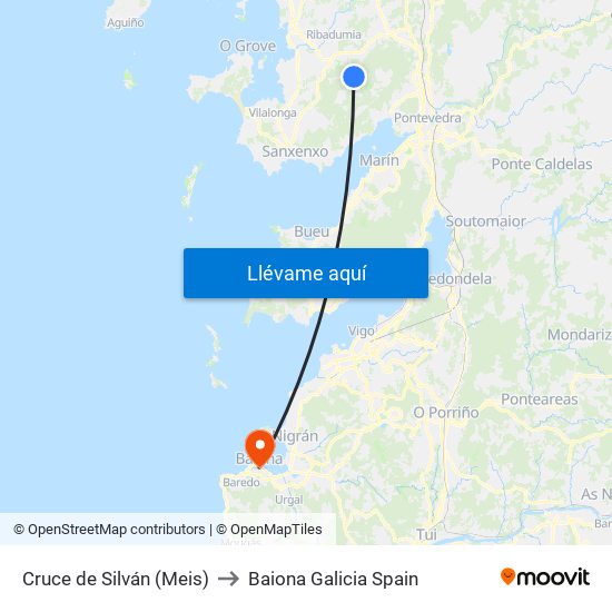 Cruce de Silván (Meis) to Baiona Galicia Spain map