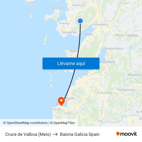 Cruce de Valboa (Meis) to Baiona Galicia Spain map