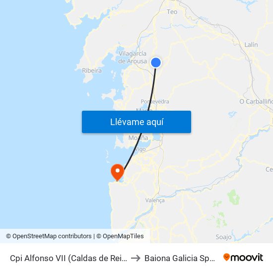 Cpi Alfonso VII (Caldas de Reis) to Baiona Galicia Spain map
