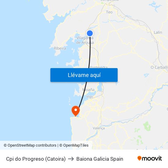 Cpi do Progreso (Catoira) to Baiona Galicia Spain map