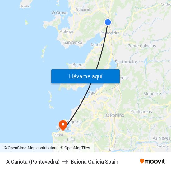 A Cañota (Pontevedra) to Baiona Galicia Spain map
