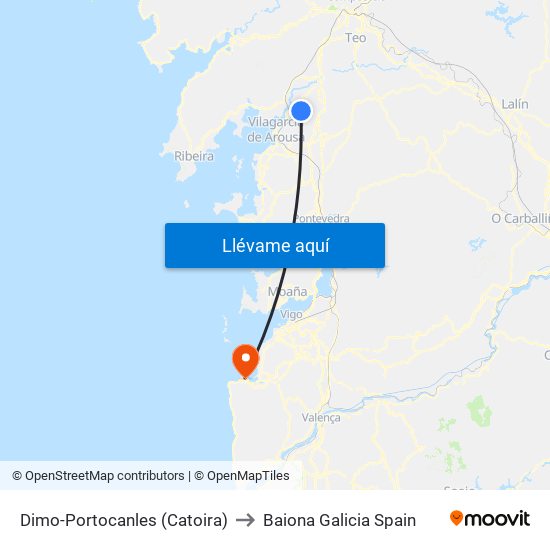 Dimo-Portocanles (Catoira) to Baiona Galicia Spain map