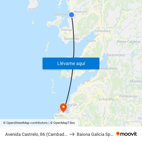 Avenida Castrelo, 86 (Cambados) to Baiona Galicia Spain map