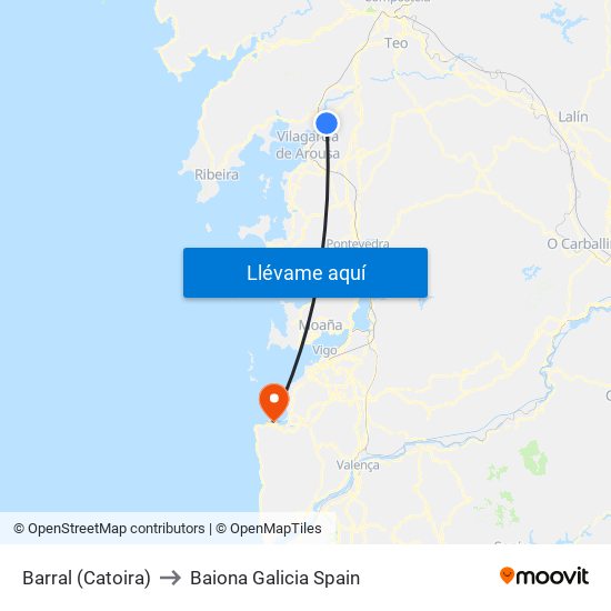 Barral (Catoira) to Baiona Galicia Spain map