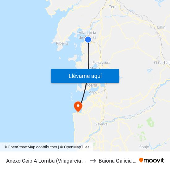 Anexo Ceip A Lomba (Vilagarcía de Arousa) to Baiona Galicia Spain map