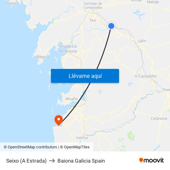 Seixo (A Estrada) to Baiona Galicia Spain map