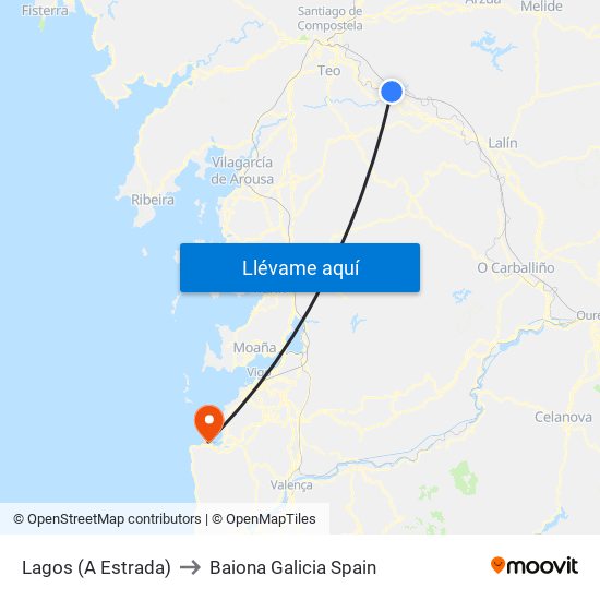 Lagos (A Estrada) to Baiona Galicia Spain map