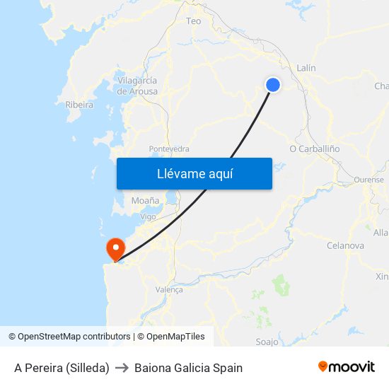 A Pereira (Silleda) to Baiona Galicia Spain map