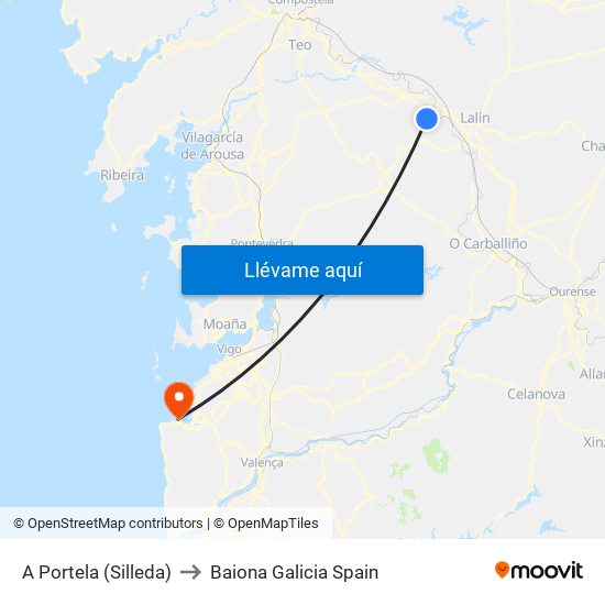 A Portela (Silleda) to Baiona Galicia Spain map