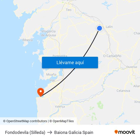Fondodevila (Silleda) to Baiona Galicia Spain map