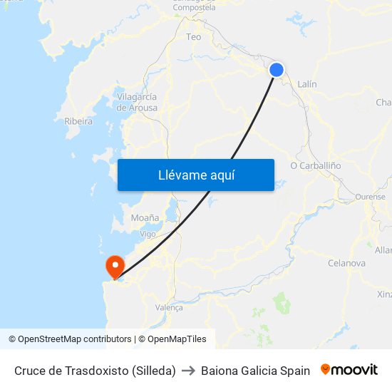 Cruce de Trasdoxisto (Silleda) to Baiona Galicia Spain map