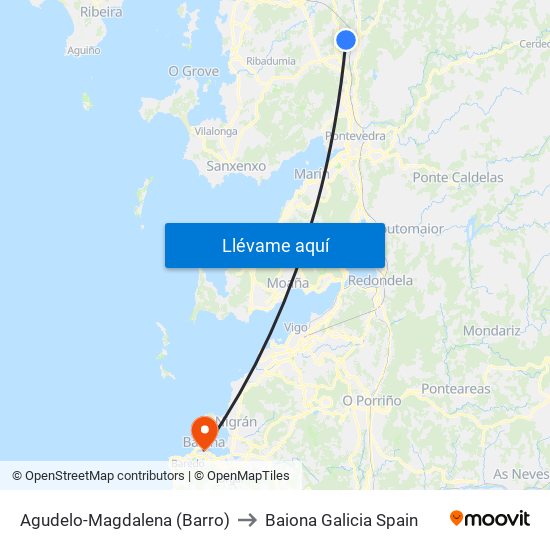 Agudelo-Magdalena (Barro) to Baiona Galicia Spain map