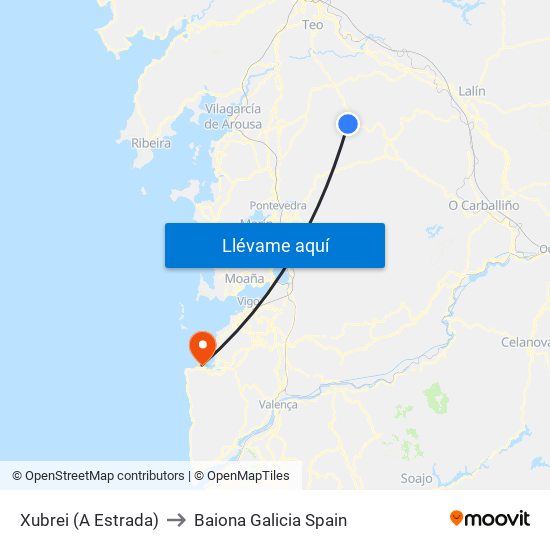Xubrei (A Estrada) to Baiona Galicia Spain map