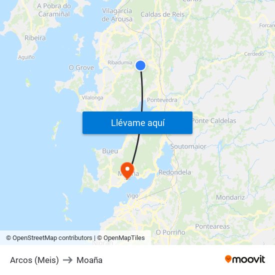 Arcos (Meis) to Moaña map