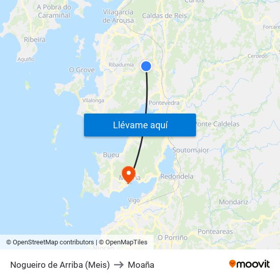 Nogueiro de Arriba (Meis) to Moaña map