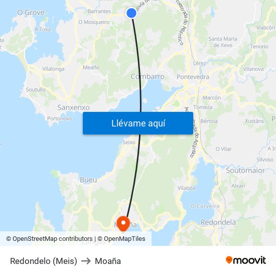 Redondelo (Meis) to Moaña map