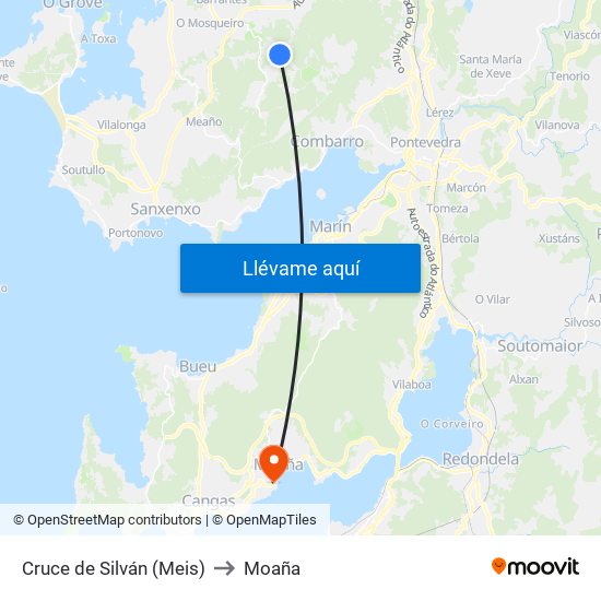 Cruce de Silván (Meis) to Moaña map