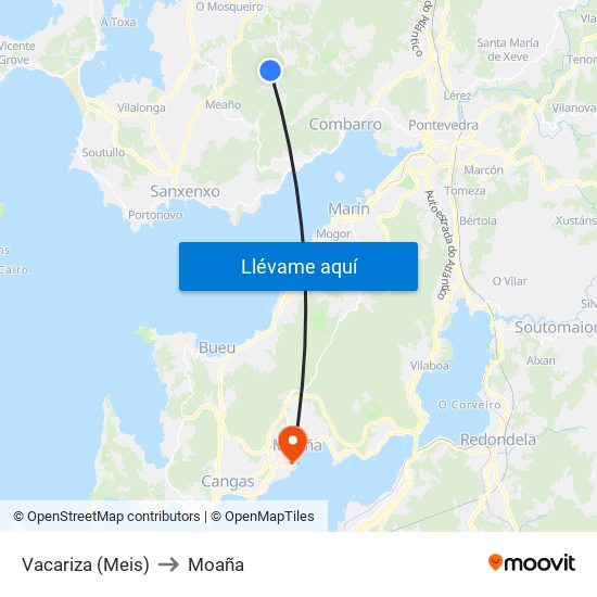 Vacariza (Meis) to Moaña map