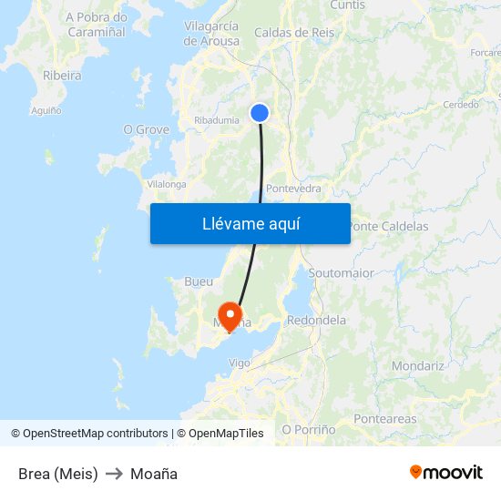 Brea (Meis) to Moaña map