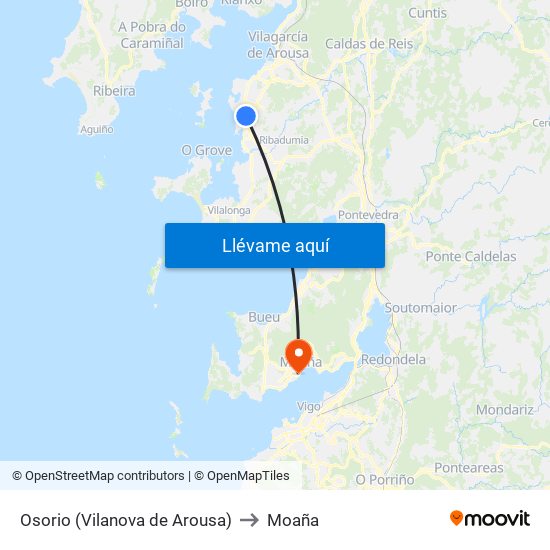Osorio (Vilanova de Arousa) to Moaña map