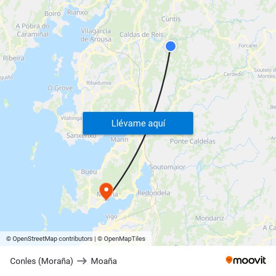 Conles (Moraña) to Moaña map